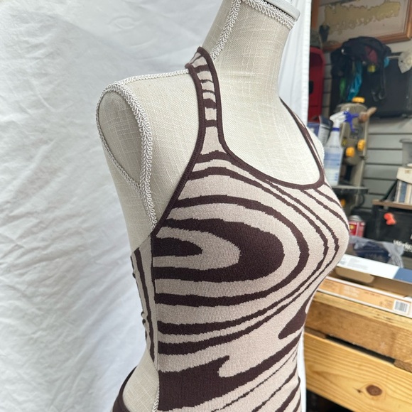 NWT Princess Polly Meagan Brown Striped Mini Dress Size XS/S - Picture 5 of 10